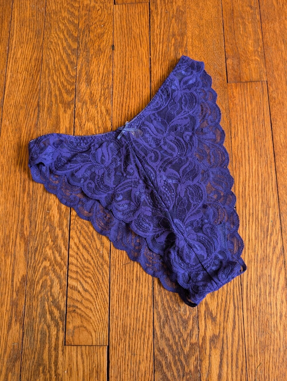 Vintage 80s 90s Victoria's Secret Gold Label Lace Bikini Panty Purple High Leg